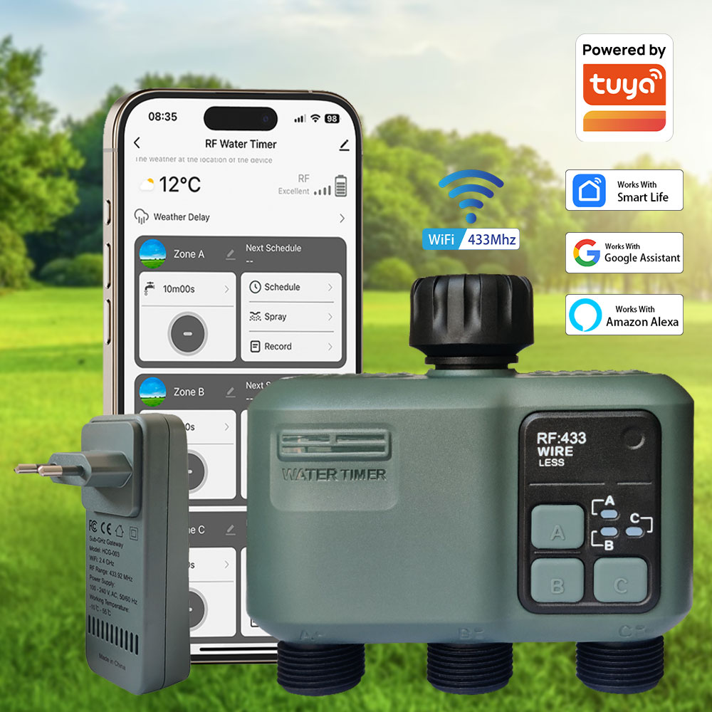 Smart Garden Water Timer - Tuya Wifi+RF433 Timer Air 3-outlet untuk